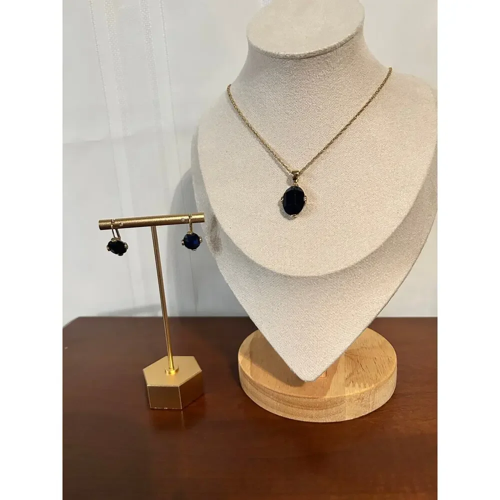 Blue Montana Crystal Pendant Necklace & Matching Earrings Jewelry Set NWOT